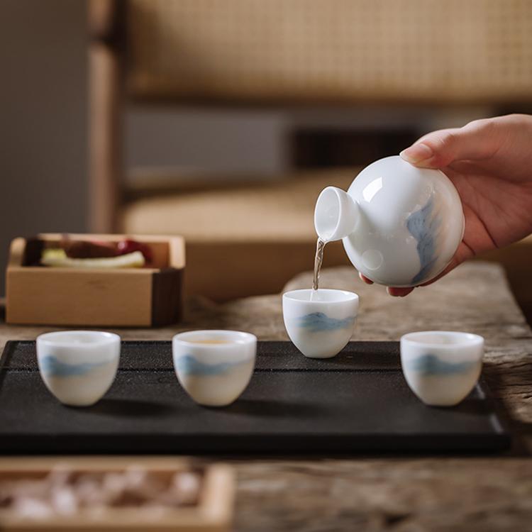 Blue Print Oriental Jingdezhen Liquor Set