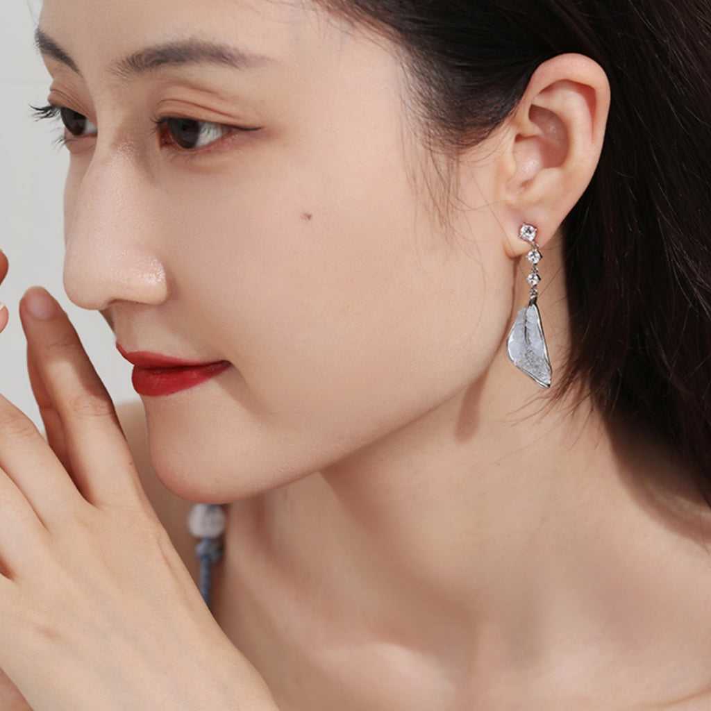 Sea Salt Ice Crystal Leaf Earrings - 2025 New Arrival