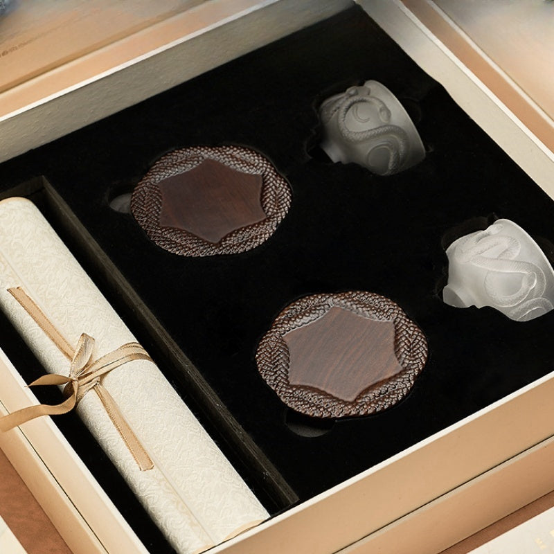 Chinese Zodiac Series: Year Of The Snake Limited Edition Snake Patterned Liuli Tea Set Gift Box
