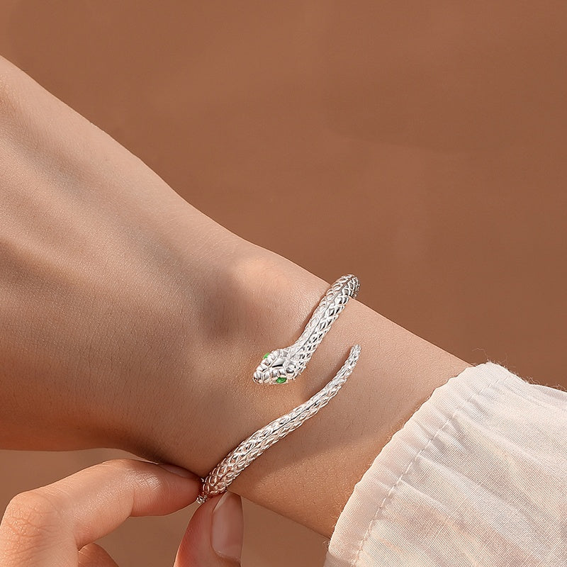 Elegant Snake Shaped 999.9 Pure Silver Bracelet for Women - Ideal Gift for Anniversaries and Special Occasions