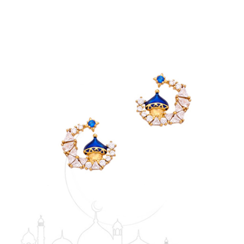 Moon Castle Retro-inspired Royal-style Elegant Silver Gold-plated Earrings