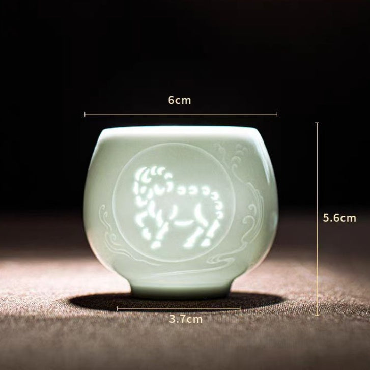 Twelve Zodiac Linglong Master Cups 135ml High End Master Cup Ceramic Tea Bowl Personalized For Women Exquisite