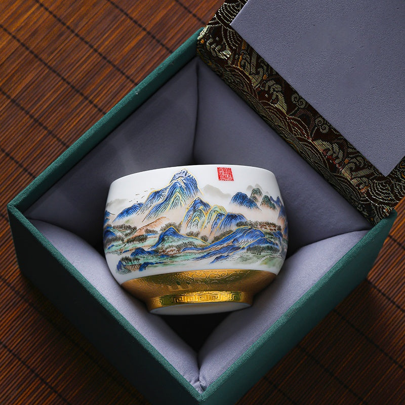 Thousand Miles Of Rivers And Mountains Porcelain Tea Cup 160ml- High-End Customizable Gift For Tea Lovers