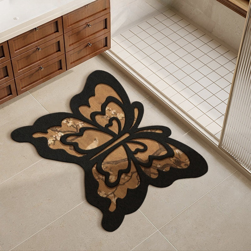 Vintage Butterfly Algae Mud Bathroom Absorbent Mat