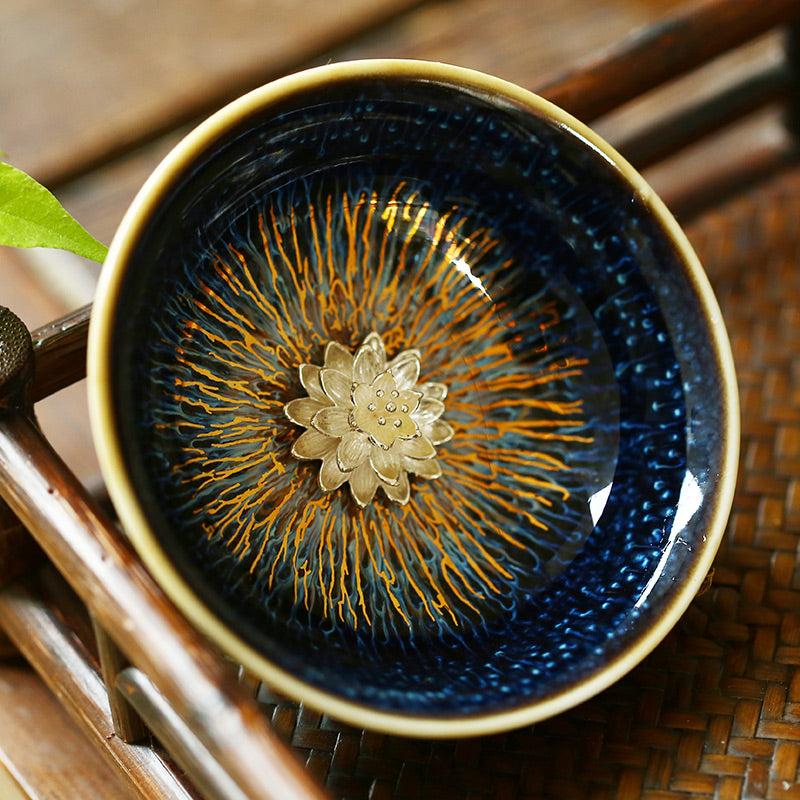 Supreme Cup 55ml- Golden Thread Tianmu (Lotus) Chinese High-End Glazed Tea Cup