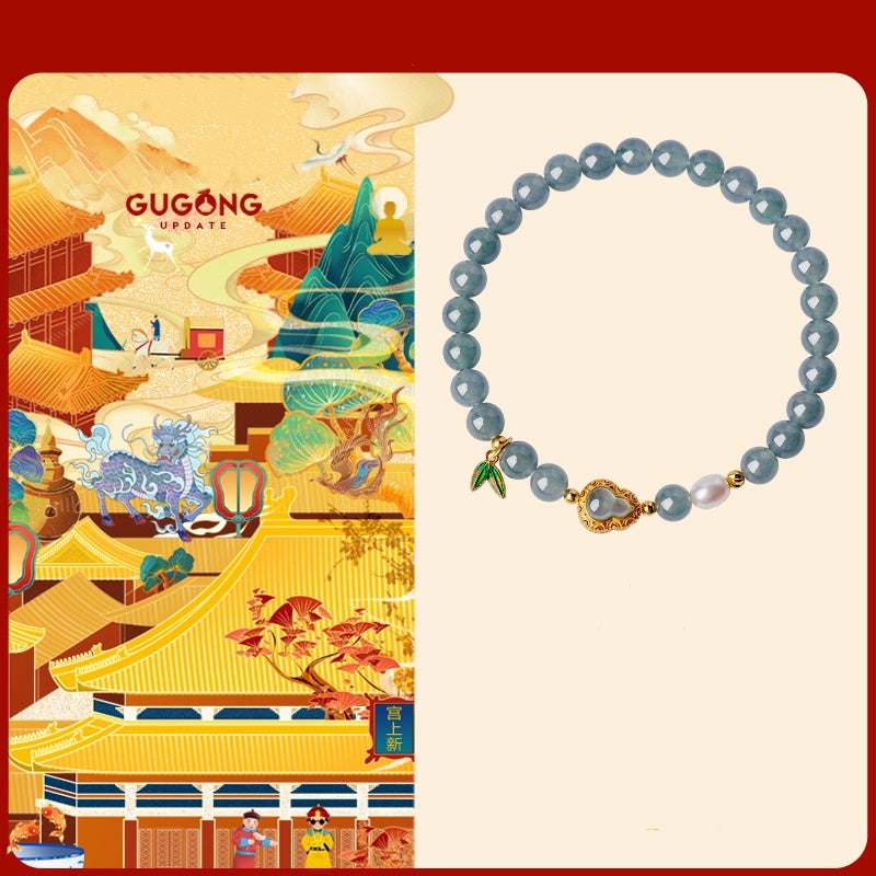 Jade Bracelet With Gourd Charm - Natural Crystal Beaded Jewelry For Women Ideal Women's Day Gift