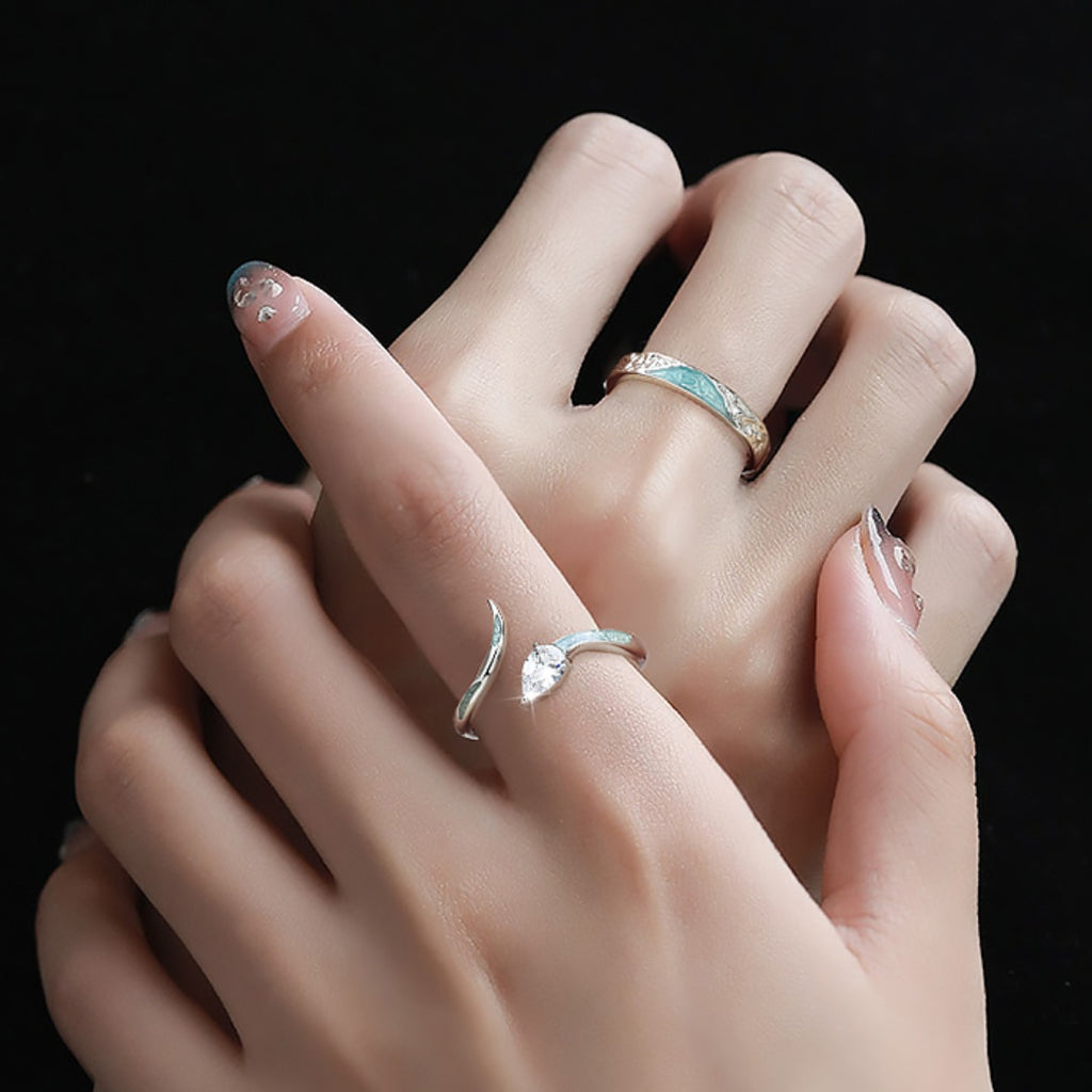 Couple Silver Snake Ring Set - Symbol Of Eternal Love And Rebirth