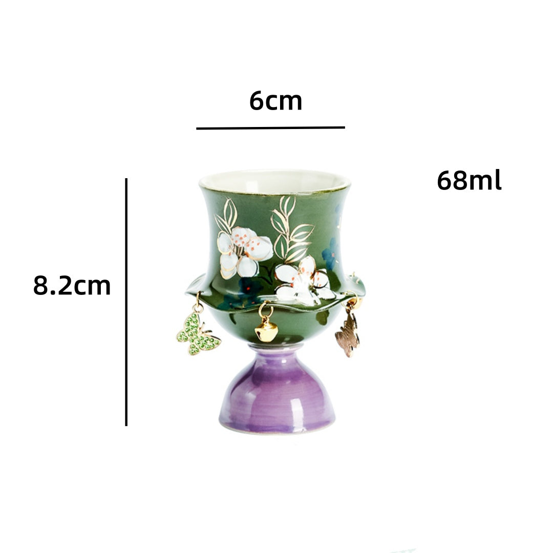 Premium Gongfu Tea Set - Handcrafted Emerald Green Porcelain with Hand-Painted Jasmine Motif