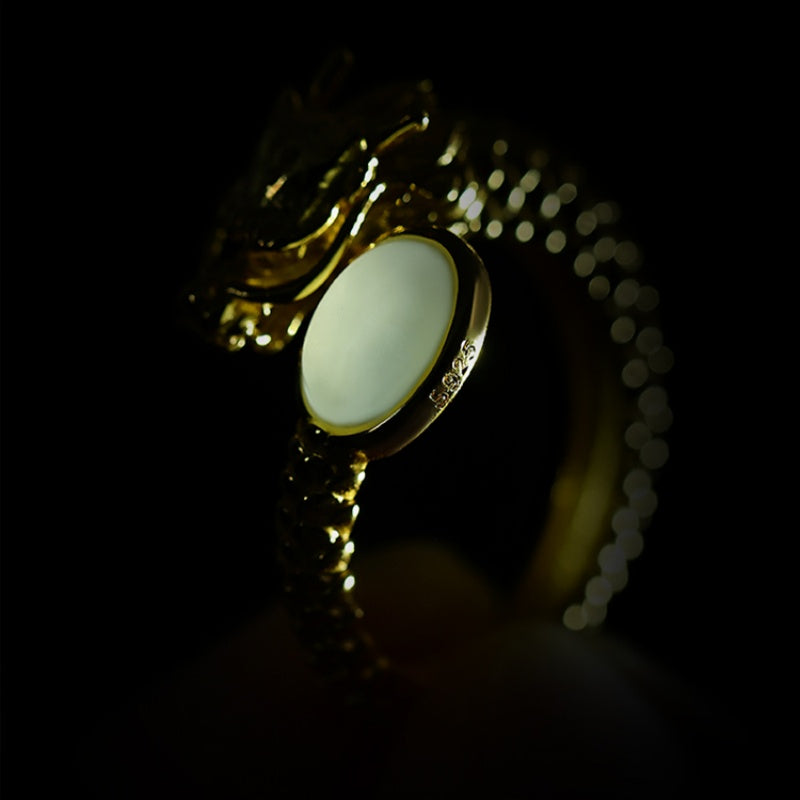 Natural Adjustable Hetian Jade Dragon Tail Ring