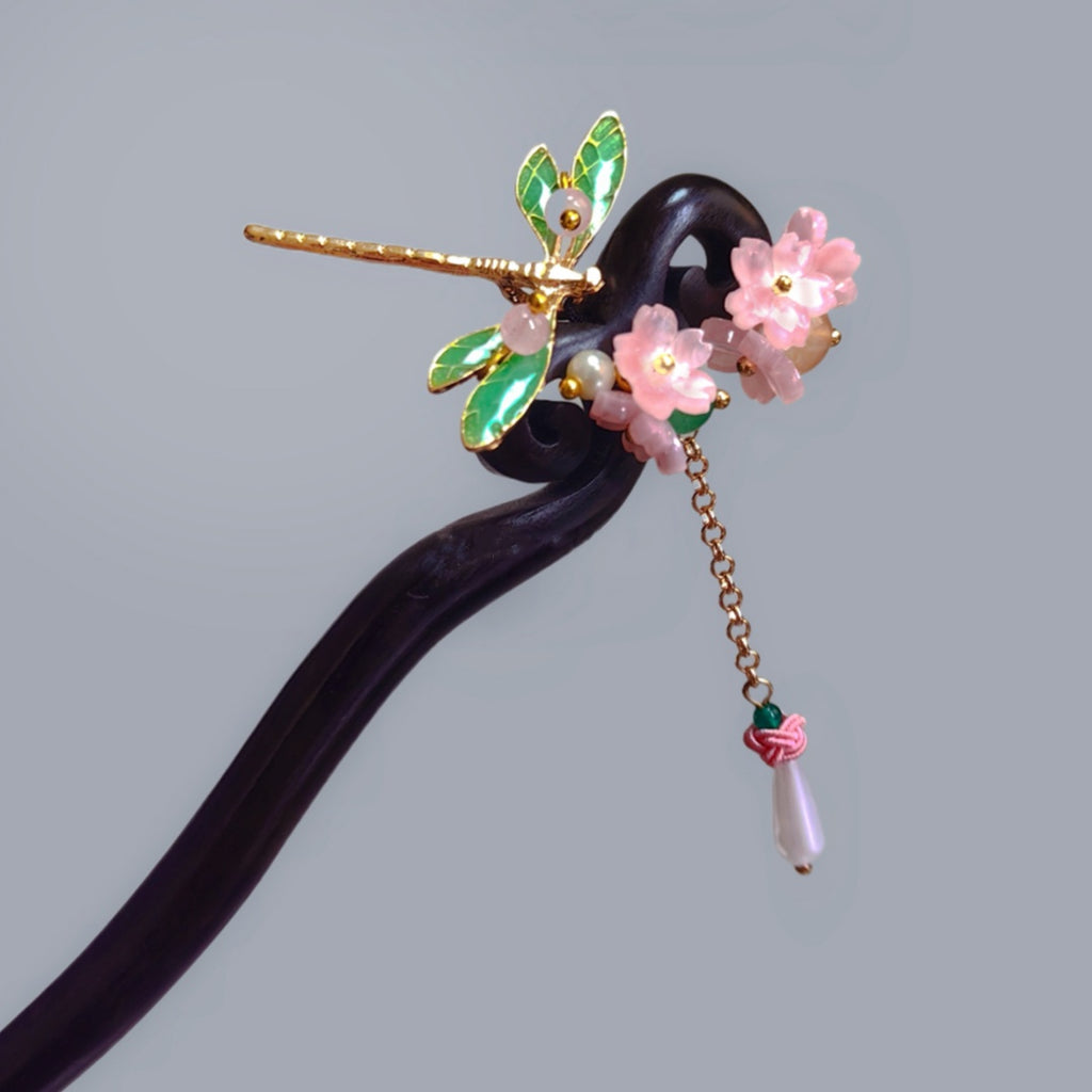 Dragonfly New Chinese Style Black Sandalwood Hairpin