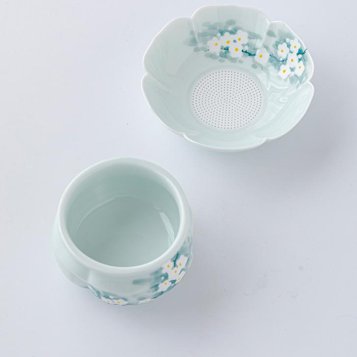 Shadow Blue Hand - painted Orchid Integrated Tea Strainer and Filter