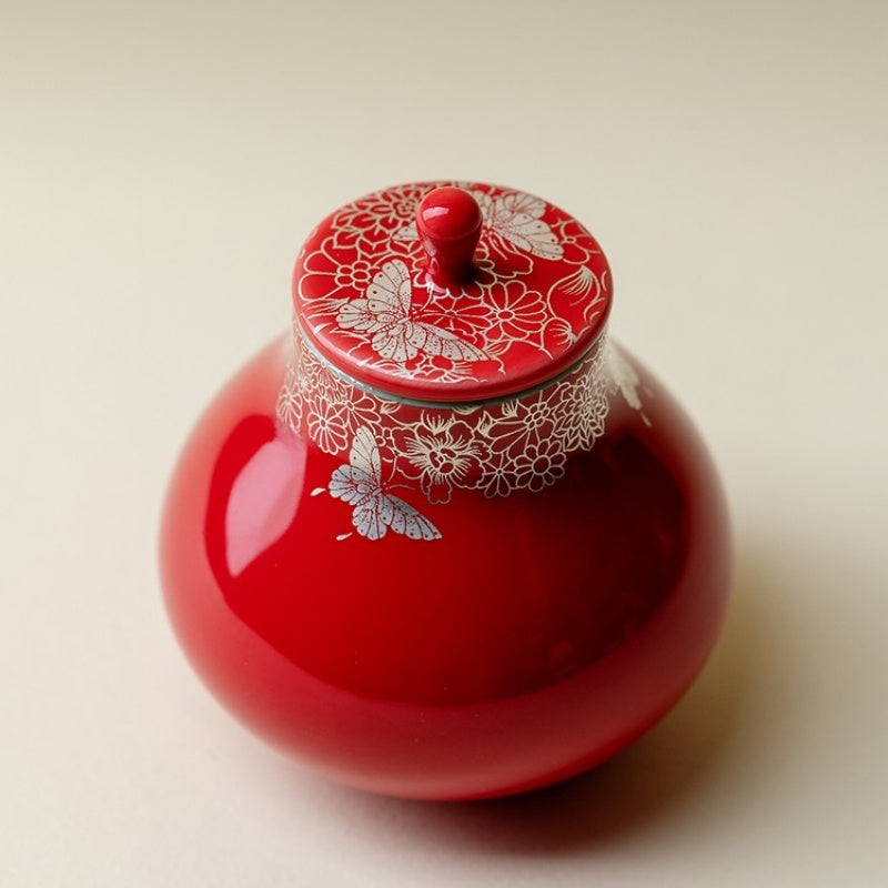 Elegant Butterfly Ceramic Tea Caddy