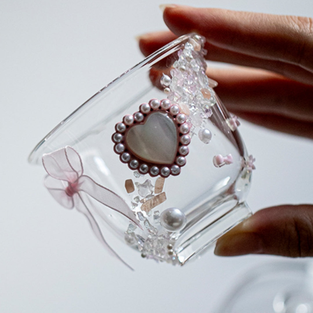 Crystal Heart Glass Gaiwan - Heat-Resistant Lidded Tea Bowl Set