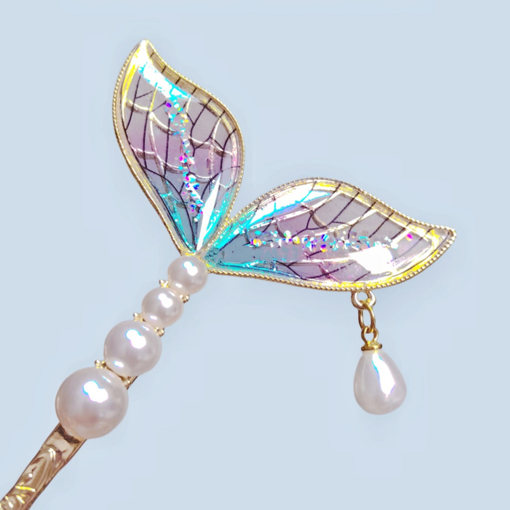 Exquisite Mermaid Tail Hairpin with Blue-Purple Tassels