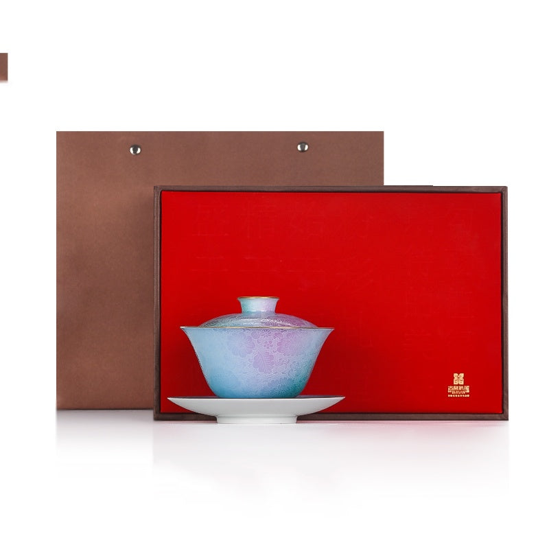 Jingdezhen Ceramic Tea Bowl Set 150ml - Handcrafted With Gold Accents Ideal Gift For Tea Enthusiasts