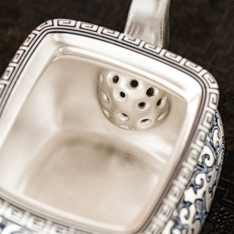 Exquisite and Luxurious 999 Pure Silver Gilded Traditional Chinese Tea Set