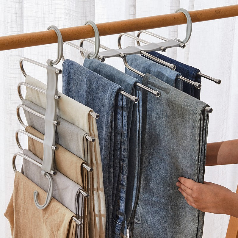 Multi-Layer Foldable Pants Hanger - Stainless Steel Magic Trouser Rack