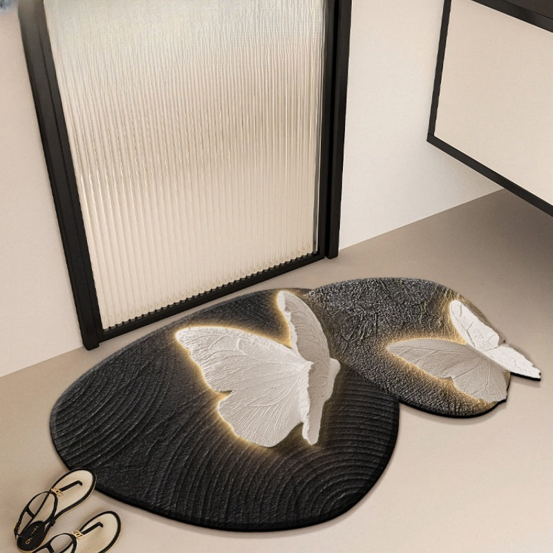 Vintage Elegance Butterfly Algae Mud Bathroom Absorbent Mat