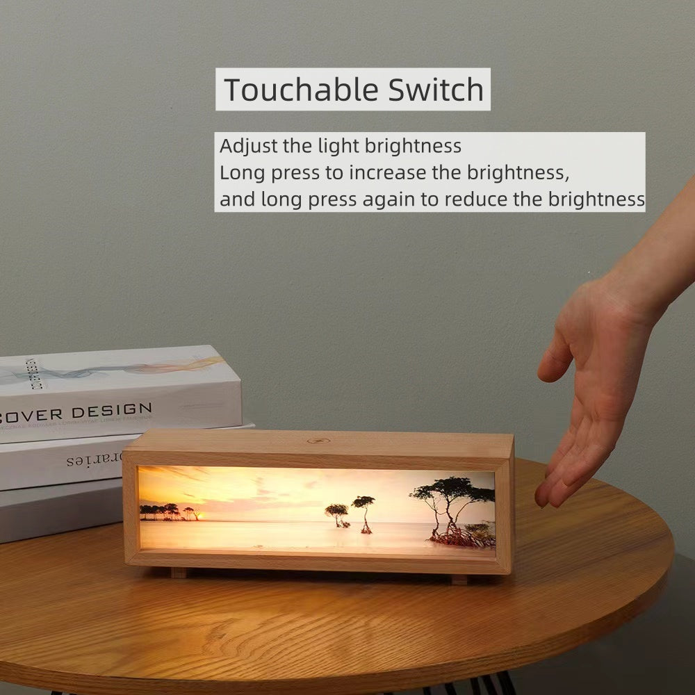 #218 Scenery Wood Lamp with Wireless Charger