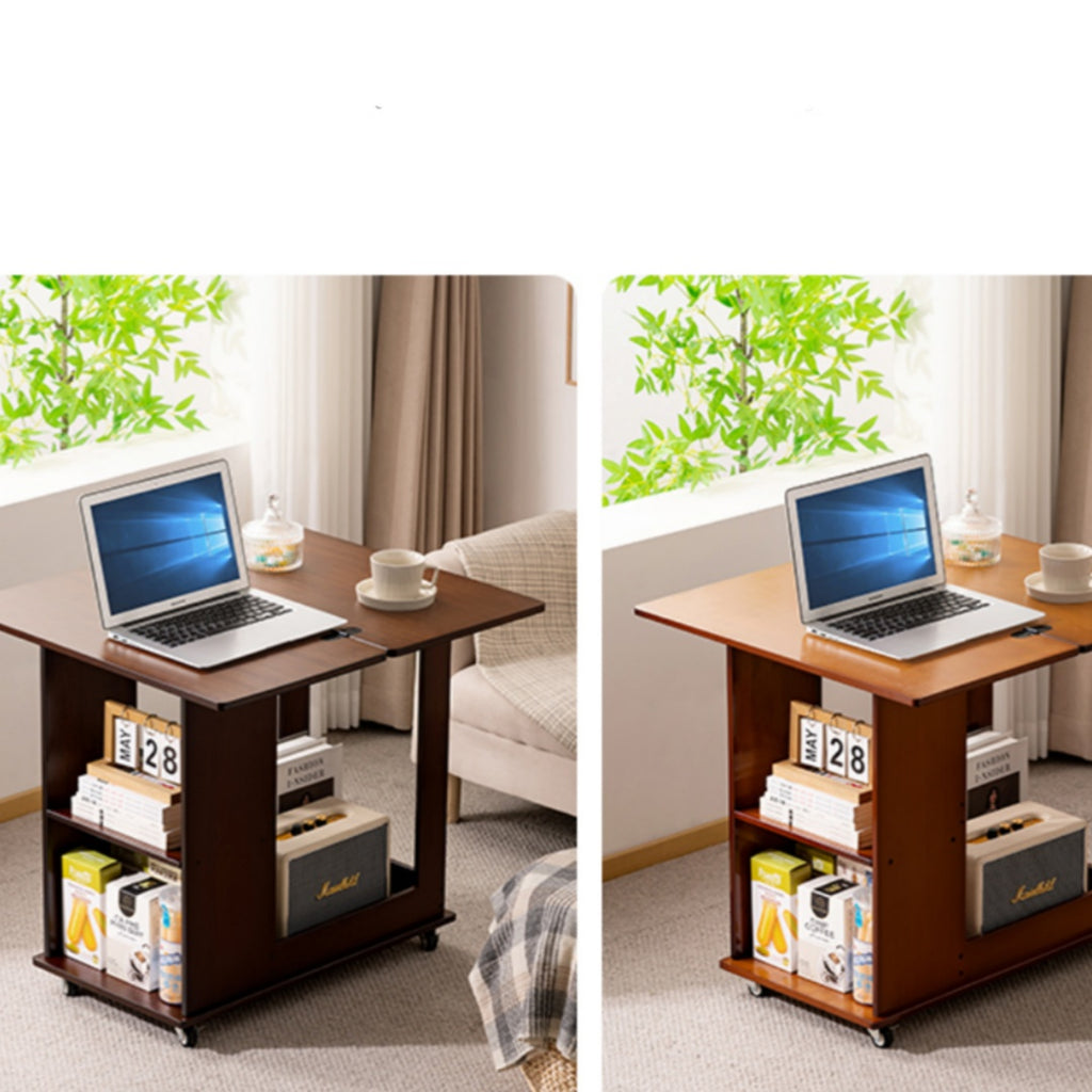 Multi-Functional Rolling End Table with Foldable Shelf