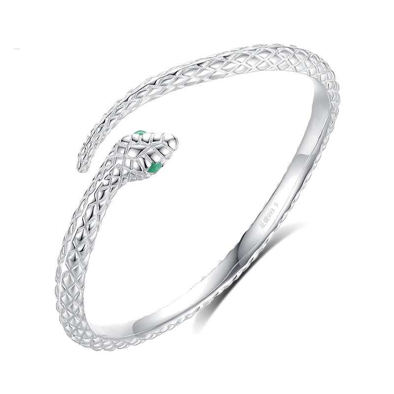 Elegant Snake Shaped 999.9 Pure Silver Bracelet for Women - Ideal Gift for Anniversaries and Special Occasions