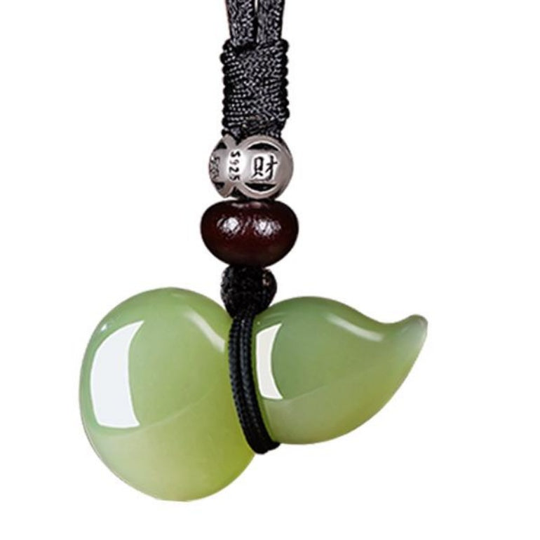 Natural Hetian Jade Gourd Pendant Necklace