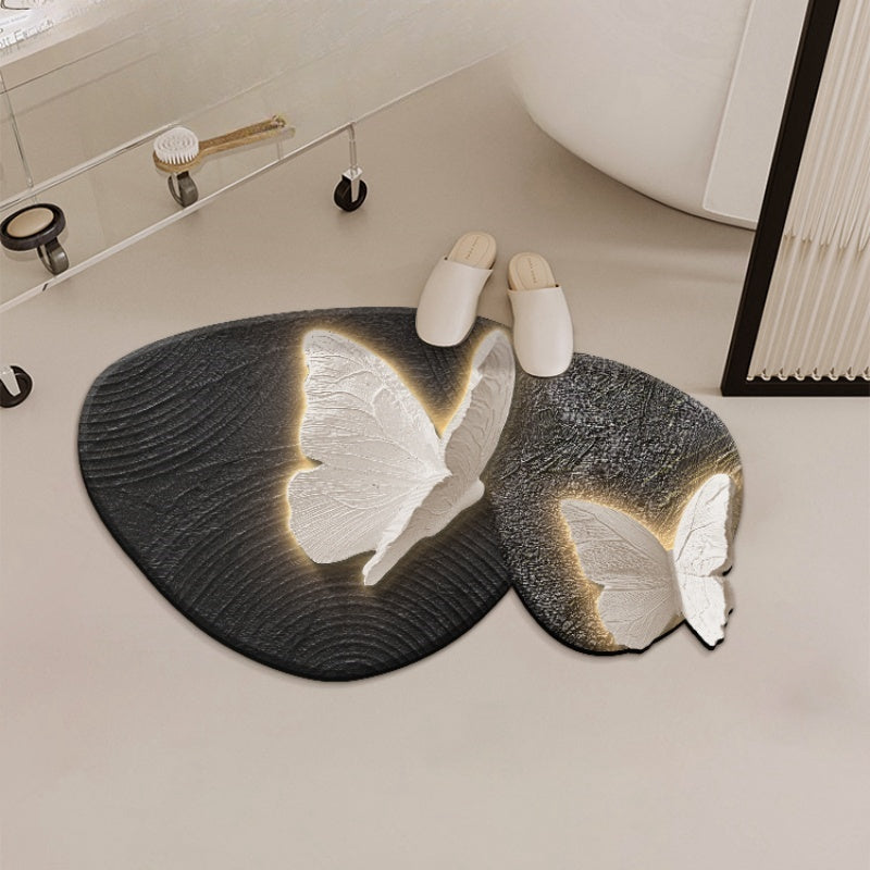 Vintage Elegance Butterfly Algae Mud Bathroom Absorbent Mat