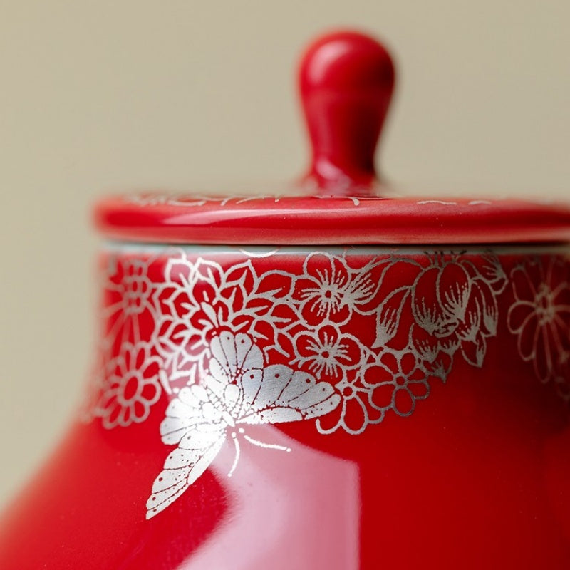 Elegant Butterfly Ceramic Tea Caddy