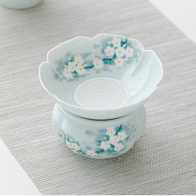 Shadow Blue Hand - painted Orchid Integrated Tea Strainer and Filter