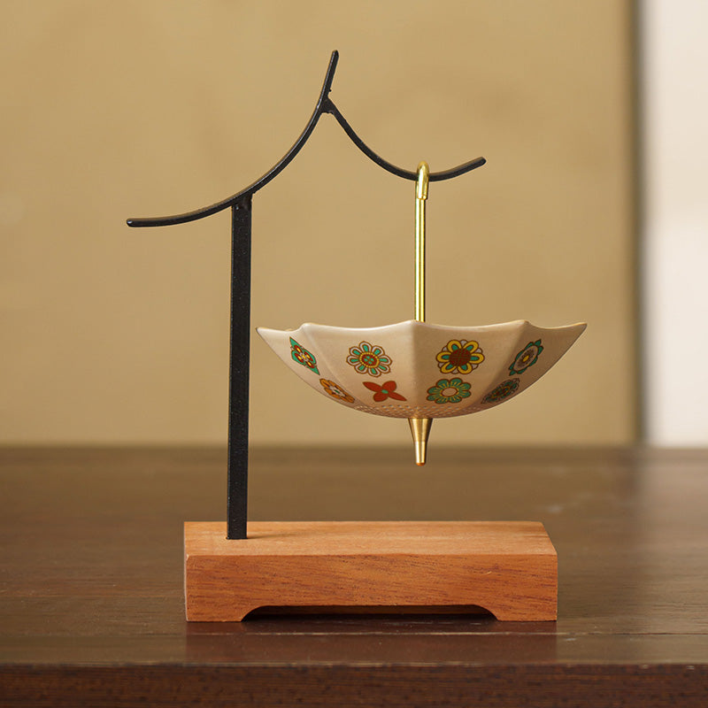Umbrella-Shaped Ceramic Tea Filter - Creative Tea Leaf Strainer with Stand