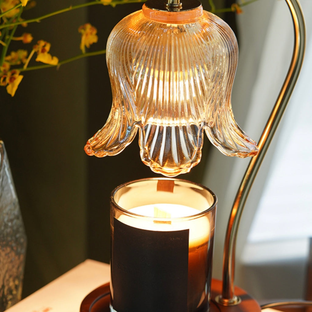 Golden Osmanthus Lily of the Valley Aroma Wax Melter with Timer Retro Romantic Bedroom Scented Lamp