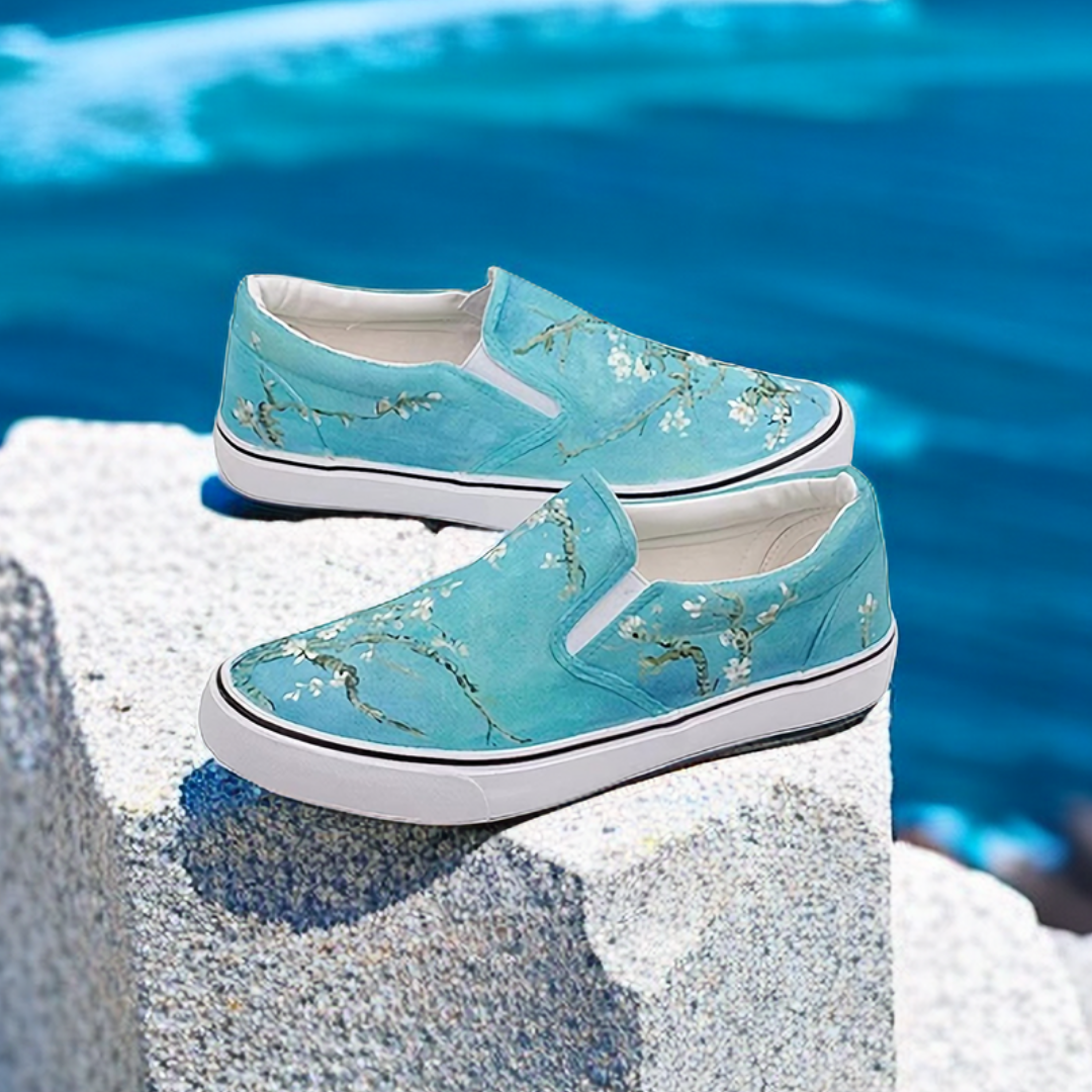 #010 Van Gogh Theme Hand-Painted Canvas Shoes