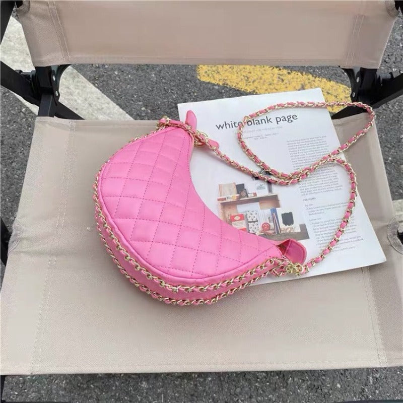 #207 Crescent-Shaped Chain Hobo Handbag