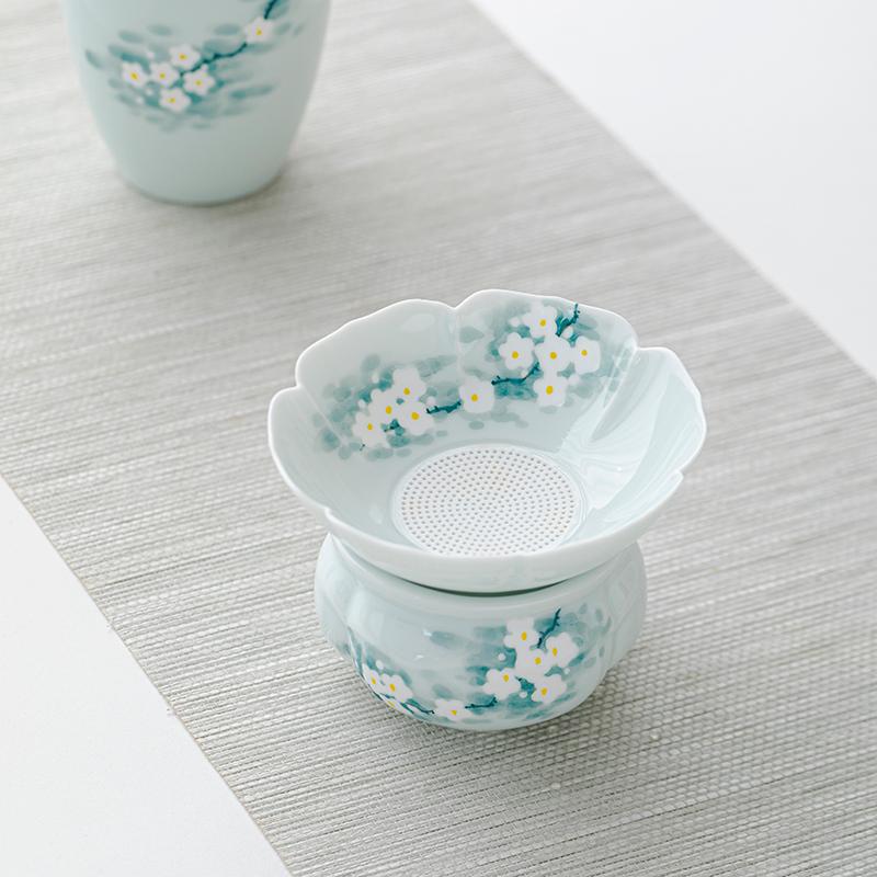 Shadow Blue Hand - painted Orchid Integrated Tea Strainer and Filter