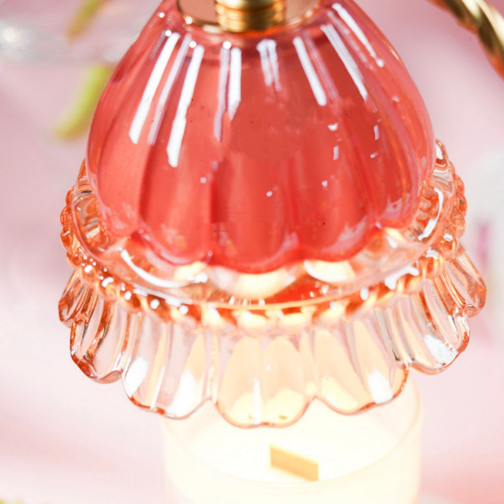 Pink Lily of the Valley Aroma Wax Melter with Temperature Control and Auto Shut-off Retro Romantic Scented Lamp