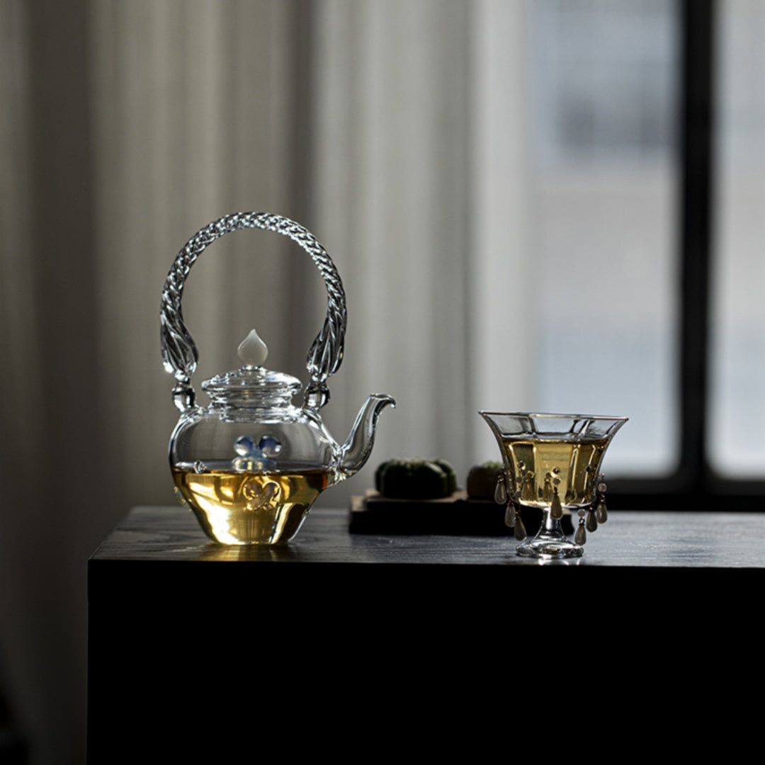 "Mermaid's Tear" Octagonal Glass Tea Cup