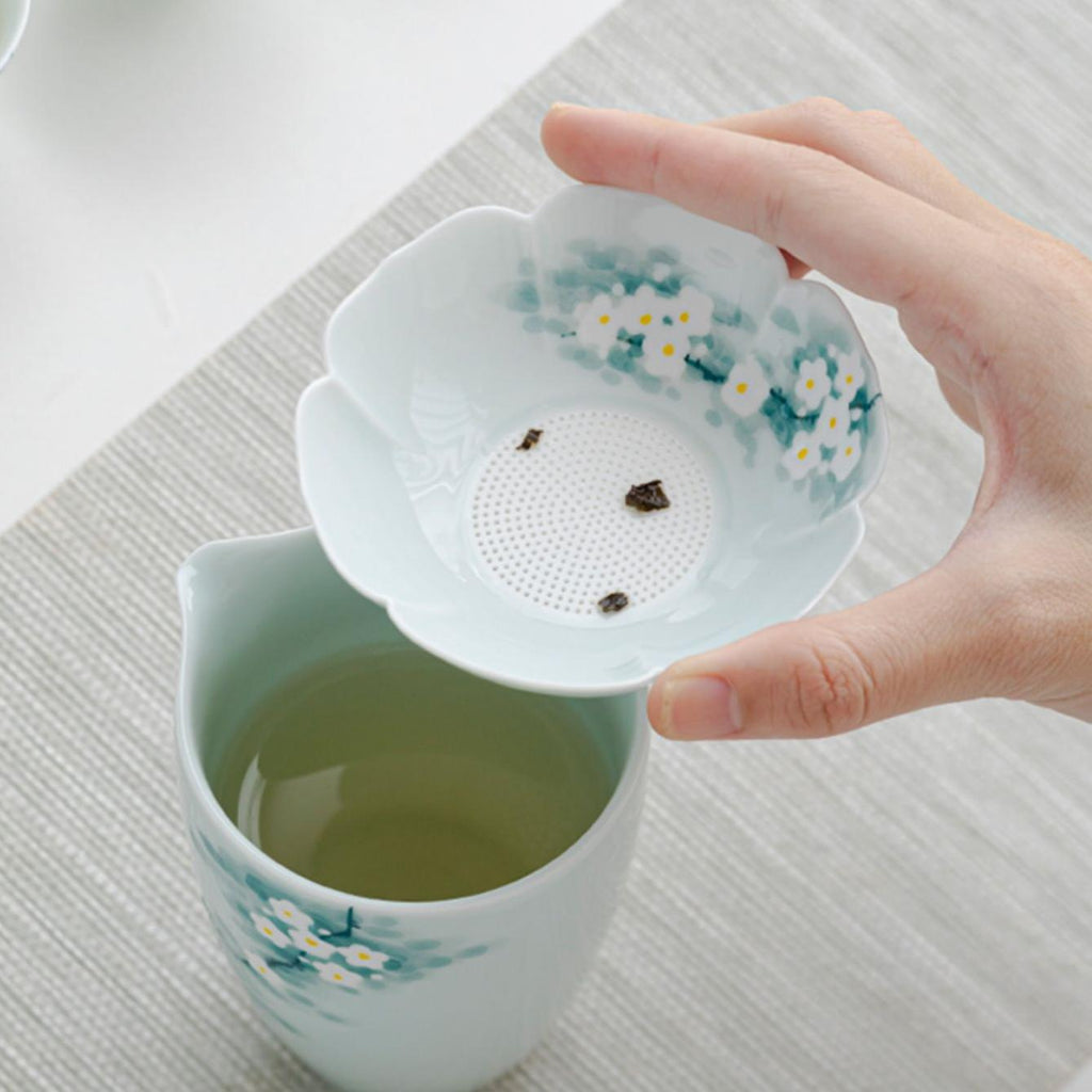 Shadow Blue Hand - painted Orchid Integrated Tea Strainer and Filter