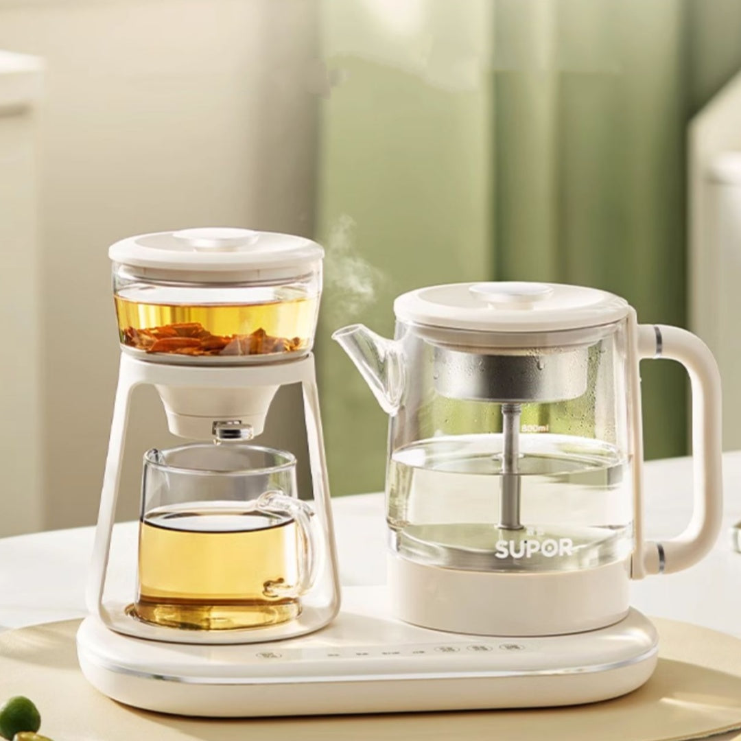 Electric Tea Kettle with Glass Pot Steam Tea Maker - Automatic Spray-Type Brewing System