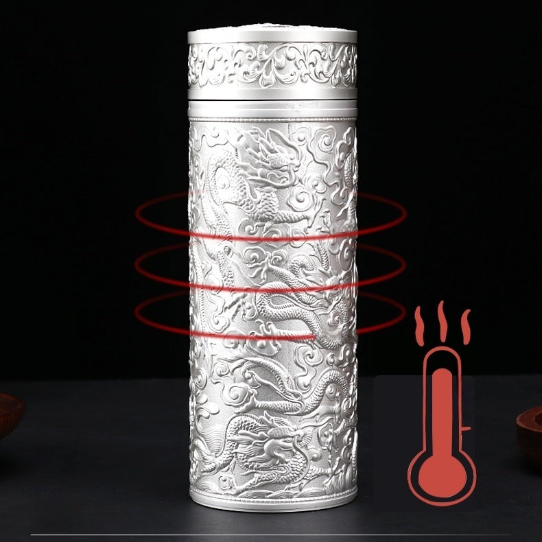 Antibacterial and Luxury 999 Pure Silver Insulated Tumbler/ Ideal Drinking Bottle for Daily Water/Coffee/Tea