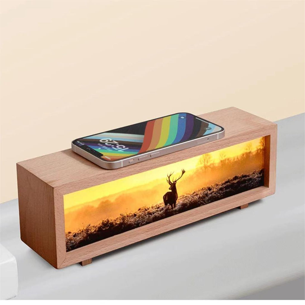 #218 Scenery Wood Lamp with Wireless Charger