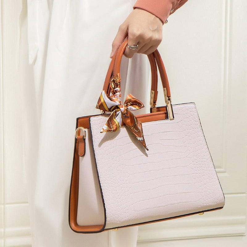 #210 Imitated Alligator Print Handbag