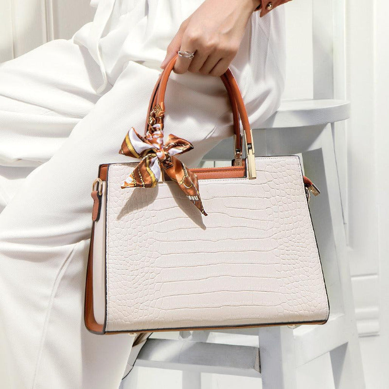 #210 Imitated Alligator Print Handbag
