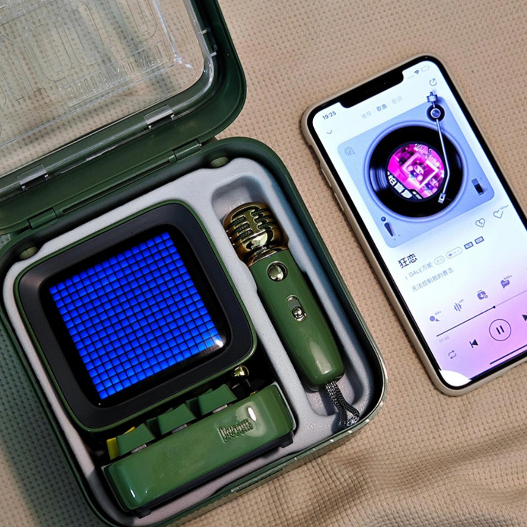 Pixel Bluetooth Speaker with Microphone - Mini Karaoke Mic