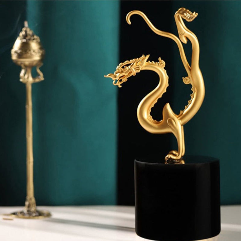 Exquisite Dragon Ornament Elegant Copper and Crystal Glass Decor