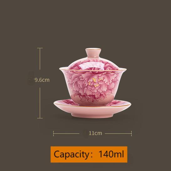 Pink Peony Ceramic Gaiwan