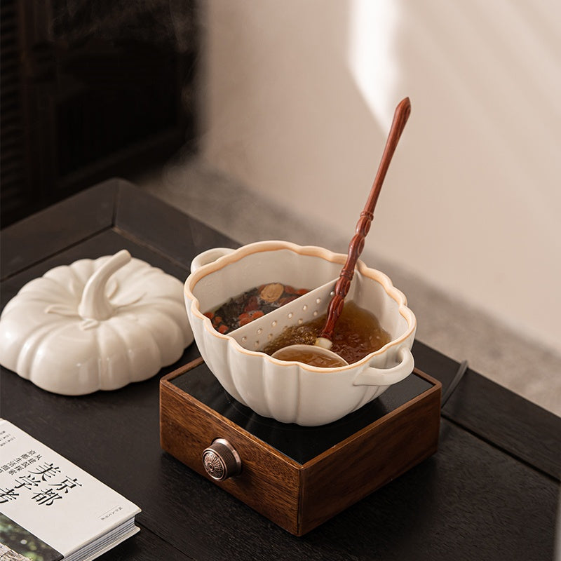 Traditional Ceramic Tea Brewing Set - Complete Electric Tea Stove Kit with Lid & Spoon