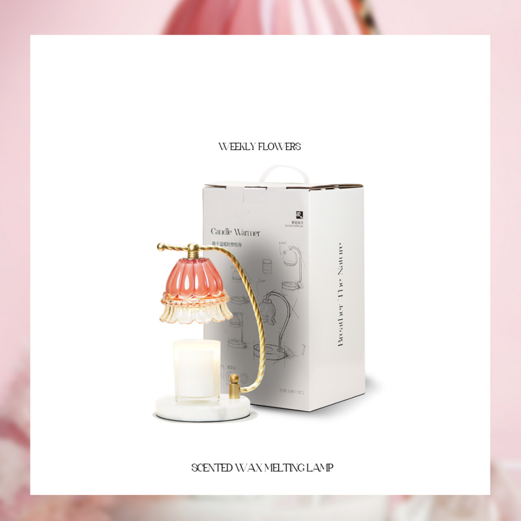 Pink Lily of the Valley Aroma Wax Melter with Temperature Control and Auto Shut-off Retro Romantic Scented Lamp