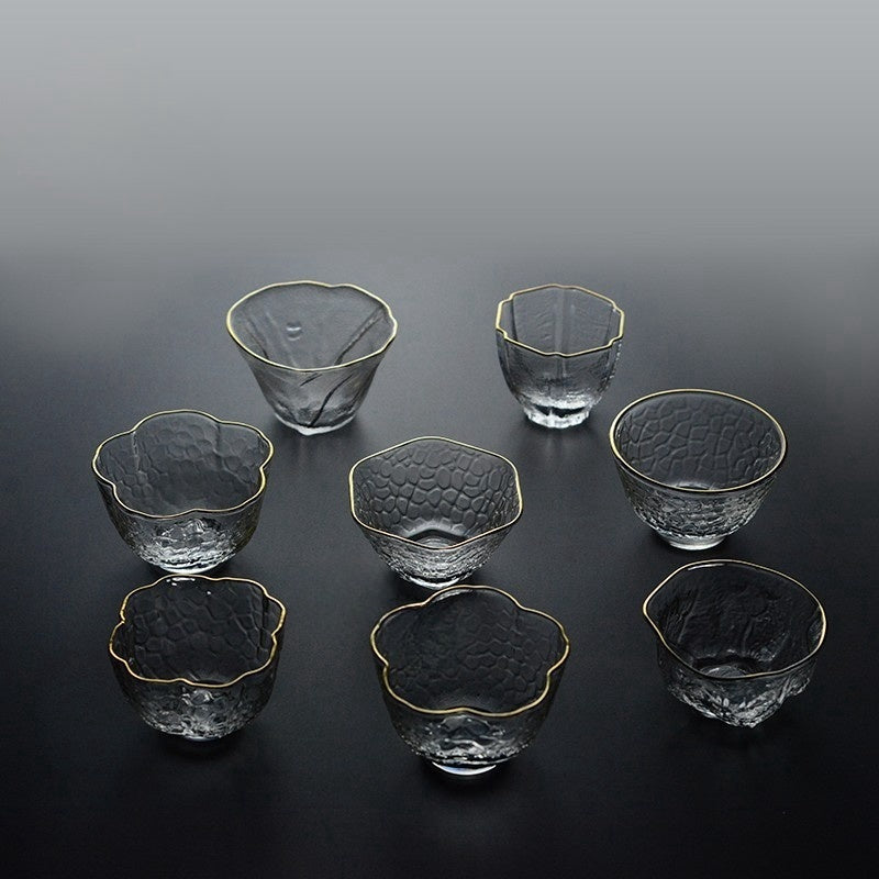 Thickened Heat Resistant Glass Kung Fu Tea Cup Set(6 Cups In  A Set)