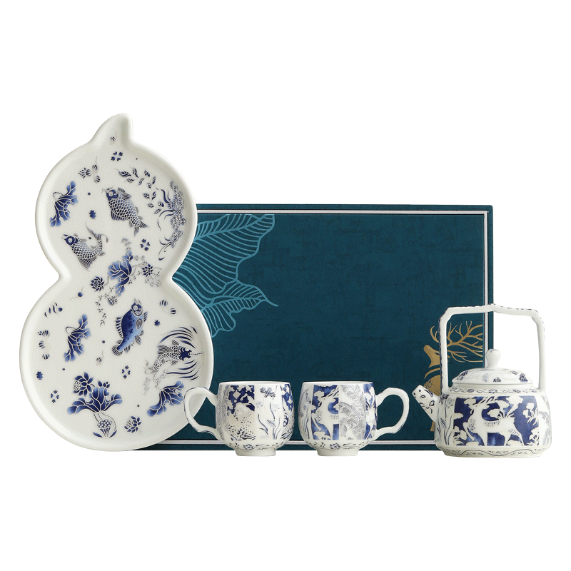 5Pcs Silver Wire Inlay Teapot Set