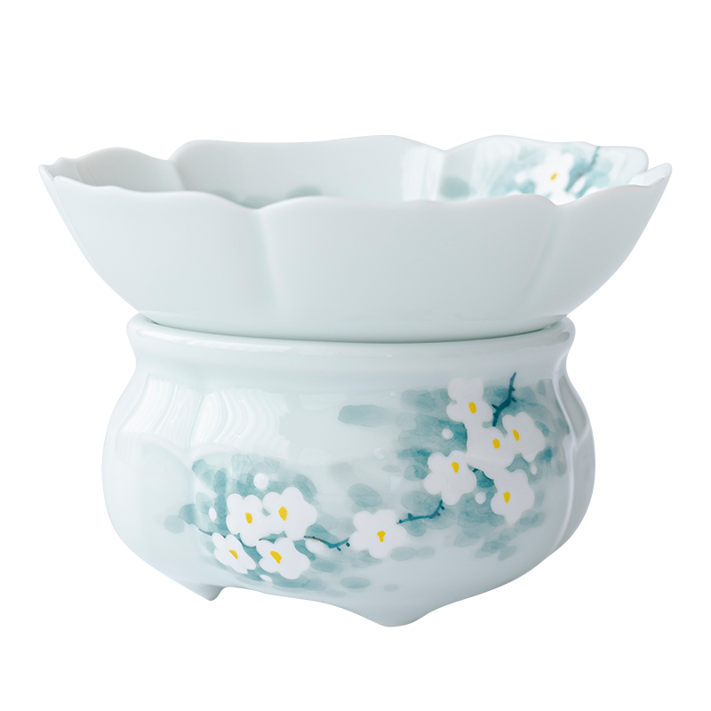 Shadow Blue Hand - painted Orchid Integrated Tea Strainer and Filter